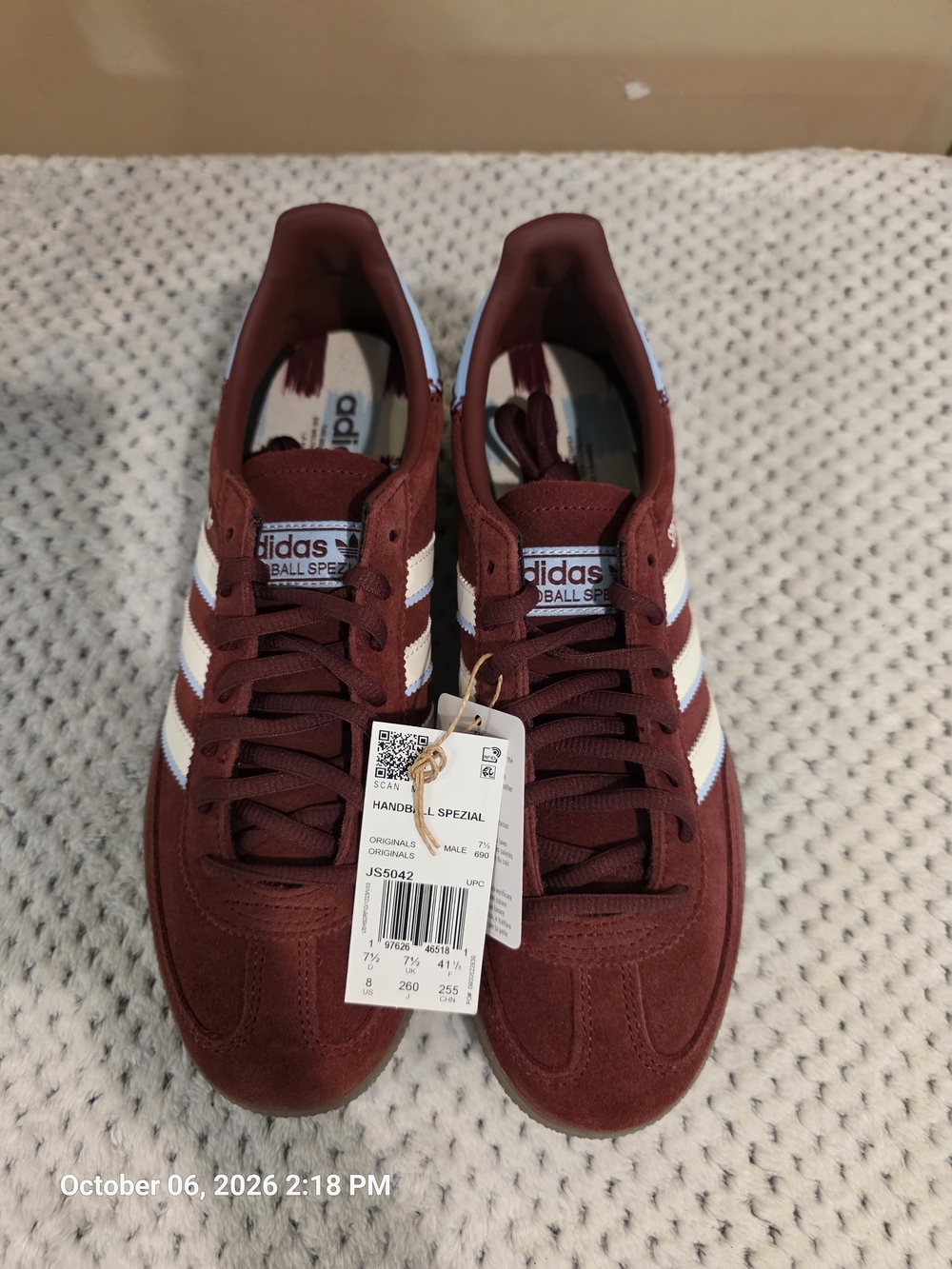 Adidas Handball Spezial Shadow Red Off White Sneakers Size 8 NEW